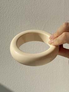 1件超大米色扎染方形树脂手镯，简约百搭饰品，时尚独特礼物 - 彩色 - 查看 11