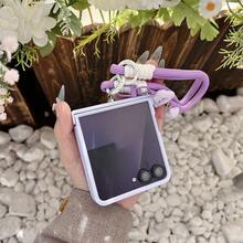 Luxury Purple Smooth Phone Case With Cloud Protable Strap Compatible With Samsung Galaxy ZFlip7 Z Flip6 ZFlip 5 Zflip6 Zflip5 Shockproof Back Cover, Phone Case Compatible With Motorola - Màu tím hoa cà - Xem 8