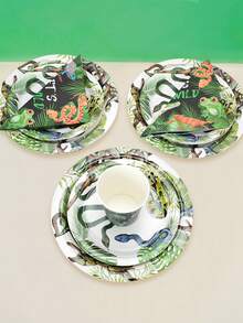 Bộ đồ trang trí tiệc chủ đề rắn (10 món/50 món/80 món), đồ dùng sinh nhật chủ đề bò sát, đĩa giấy, cốc, khăn ăn, bộ đồ ăn cho bữa tiệc sinh nhật chủ đề rắn, rừng rậm, đầm lầy, cắm trại, hoang dã. - Nhiều màu - Xem 5