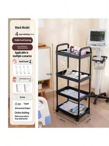 大型多功能四层置物推车，配备4个挂钩和2个挂桶。多种规格可选。加厚加固版，采用耐用PP塑料材质，配备360°旋转轮 | 适用于厨房、浴室和卧室收纳。节省空间的篮筐托盘整理工具 - 彩色 - 查看 12