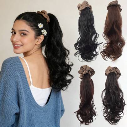 夹式波浪马尾假发，轻松舒适的仿发马尾辫，女士适用
