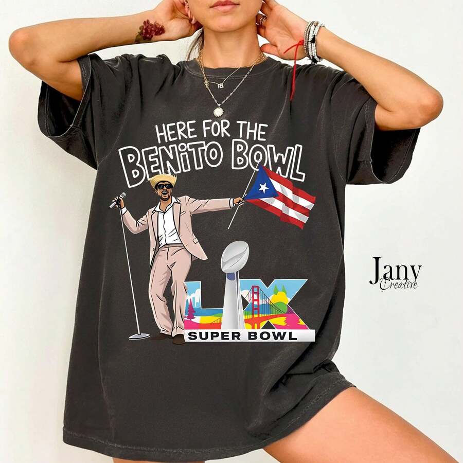 Enito Bowl Shirt Bowl Bunny LX Shirt Puerto Rico Music Gift Here For The Benito Bowl Unisex Te - 黑色 - 查看 1