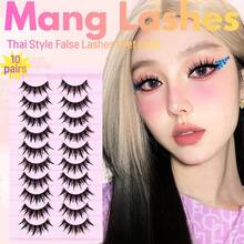 10 pares de pestañas postizas naturales y esponjosas tipo hada de estilo manga húmedo para cosplay, extensiones de pestañas, maquillaje, tiras de pestañas - Pestañas de manga puntiagudas - Ver 8