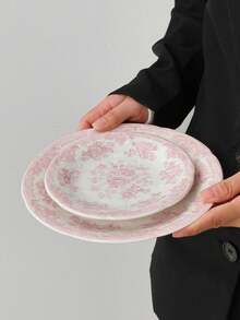 1/2/4pcs Vintage Embossed Ceramic Plates, French Style Snack Plates, Dessert/Cake/Breakfast Serving Trays, Dinner Plates For Steak, Pasta, Coffee Cup, Fruit, Candy, Gift Tableware - Multicolor - View 10