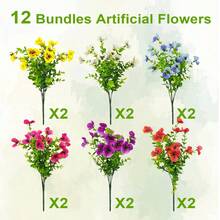 3/4/6/8/12 Bunches Realistic Tricolor Violet Artificial Flowers - UV Resistant Durable Stems Suitable For Indoor Vases, Outdoor Porch, Window Boxes, Garden Beds, Balcony Planters, Patio Pots Decor - Multicolor - View 14
