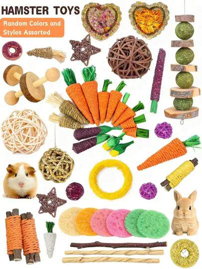 8/15pcs Hamster Chew Stick Set, Small Animal Chew Toys, Rodent Pet Toys, Enrichment Pet Toy Assortment Suitable For Gerbils, Mice, Rabbits And Hamsters