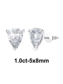 1pc 925 Sterling Silver Teardrop Cubic Zirconia Stud Earrings, Elegant & Timeless Jewelry For Young Women - LZE02 - View 15