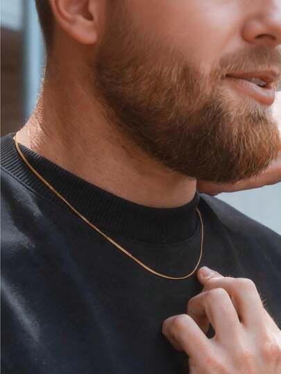 Collar de cadena de eslabones cubanos de acero inoxidable minimalista, joyería para hombres chapada en oro de 18K, adecuada para uso diario y ocasiones especiales, collar de cadena para hombres, collar para hombres, cadena de collar para hombres, collar original para hombres, collar de cadena para hombres, collar en capas, joyería de moda para hombres, regalo de Navidad y Año Nuevo