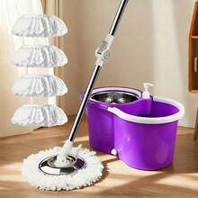 Dual Drive Rotary Mop Bucket Set With Water Twisting System, Equipped With 3 Durable Microfiber Mop Heads, 360 Degree Cleaning, Suitable For Hardwood Floors, Tile, Marble, Laminate Floors - Màu tím - Xem 5