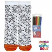 Meias Bob para Pintar – Meia Infantil de Colorir com Canetinhas Laváveis - Rosa chiclete - Visão 10