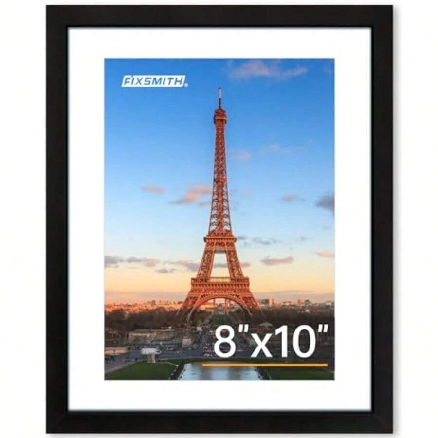 8x10 Picture Frame 1 Pack Photo Frame With HD Plexiglass Display Pictures 5x7 With Mat Or 8x10 Without Mat Picture Frames Collage For Tabletop Or Wall Display Black - 黑色 - 查看 1