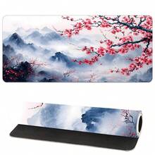 1pc Chinese Style Landscape And Plum Blossom Gaming Mouse Pad Large Mouse Pad For Keyboard And Mousepad Desk Mat With Non-Slip Base And Stitched Edge For Gaming And Office Computer Mat Protector Mat, Perfect For Gift - Multicolor - View 5