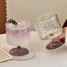 两只紫色高脚杯，杯身带有独特的树皮纹理，适用于盛装饮料、香槟、鸡尾酒、威士忌等。 - 紫色 - 查看 11