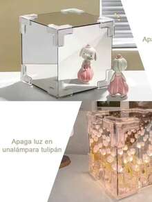 DIY Lámpara de Tulipanes en Cubo,10*10*10CM,Lampara de Tulipanes Infinitos Con Espejo,Lampara de Flores,Romántico Decorativo Flower Hecha a Mano Night Luz Para Regalo de Dormitorio, - Multicolor - Ver 5