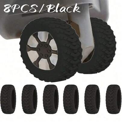 8Pcs/Set Luggage Suitcase Wheels Cover, Wheel Cover For Office Wheelchair, Portable Suitcase Wheel Protector Covers Black Silicone Luggage Wheel Covers Luggage Spinner Wheel Covers,Noise Reduction Wheels Cover Office Chair, Travel Accessories,Carry On Luggage Wheels Cover For Most Wheels Luggage Sets