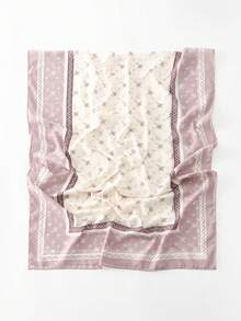 1pc Women's Chiffon Scarf, Printed Dubai Middle East Muslim Headscarf Shawl - Multicolor - View 5