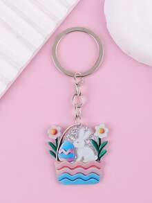 1个卡通复活节彩蛋兔子钥匙扣，百搭时尚配饰，复活节送给朋友的时尚礼物 - 彩色 - 查看 14