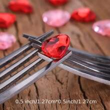 2D Flat - 100 Pieces 12mm Red/Pink Sparkling Heart-Shaped Rhinestones - Acrylic Imitation Decorative Beads, Heart-Shaped Acrylic Rhinestones, Fashion Accessories, Flat-Back Rhinestones For Hair Accessories, DIY Jewelry Components Heart-Shaped Rhinestone Appliques, Suitable For Valentine's Day, Weddings, Crafts, Art Supplies, And Craft Enthusiasts - Đỏ - Xem 10