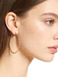3 Pairs Gold Hoop Earrings Set, Suitable For Daily Wear - Golden Yellow J0378 - View 7