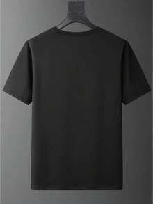 Atuendo Para Parejas, 1 Camiseta Romántica De Pareja Con Estampado " " - Cuello Redondo Casual Manga Corta, Mezcla De Poliéster Elástico, Lavable A Máquina - Perfecto Para El Día De San Valentín, Disponible En Varios Colores, Regalo Festivo De La Camiseta Del Día De San Valentín - Negro, para hombre - Ver 2