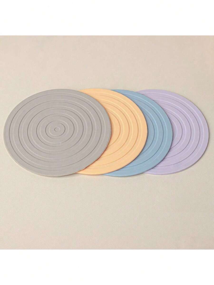 硅胶餐垫，北欧风家居隔热垫，圆形餐具垫，螺旋图案 - 彩色 - 查看 1