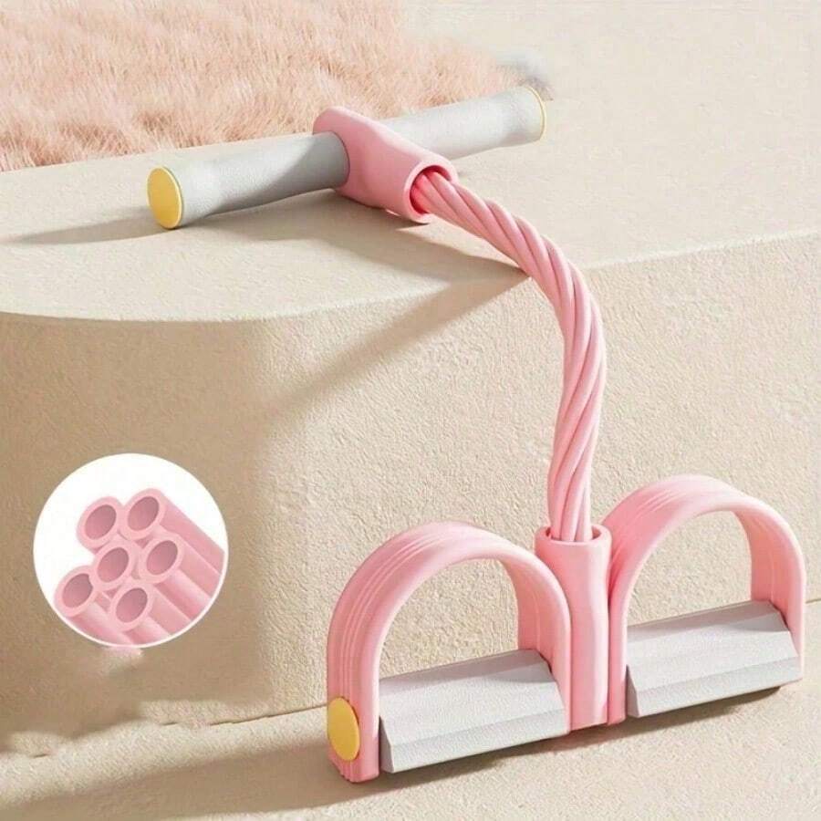 Home Pedal Puller Resistance Band Exerciser - Compact Home Gym Equipment With Non-Slip Pedals For Abdomen & Back Workouts - Pink - View 1