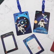 Creative Astronaut Luggage Tag, High Quality Travel Accessories, Baggage Tag, PU Leather Tag, Boarding Tag, Name ID Labels With Privacy Cover For Suitcases, Boarding Tag Portable Label - Multicolor - View 5