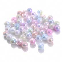 10/20/30/50/100/200pcs 6/8/10/12/14/16mm Acrylic Aurora Colored Faux Pearl Shiny Loose Spacer Round Beads, Perfect For Jewelry Making Necklace Bracelet Earring DIY Mobile Phone Chain Craft - Random Color - View 6