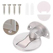 1/2Set Punch-Free Anti-Collision Invisible Strong Magnetic Zinc Alloy Door Stopper Door Holders Catch Floor Mounted Nail-Free Door Stop - Silver/Black - View 3