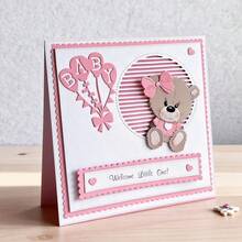 创意小熊和气球切割模具，DIY剪贴簿相册和压花模板，贺卡制作工具，卡片纸切割工艺品，礼品卡制作模板模切。 - 銀色 - 查看 1