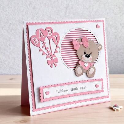 Troqueles de corte creativos con diseño de oso y globo, plantillas para estampado y troquelado DIY para álbumes de recortes, tarjetas de felicitación, manualidades con papel y plantillas para hacer tarjetas de regalo