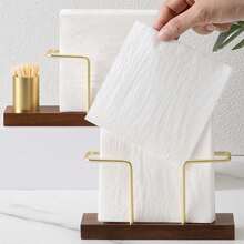1pc Square Straight Edge Wooden Upright Napkin Holder, New Design For Restaurant, Cafe, Tabletop Tissue Dispenser - Multicolor - View 4