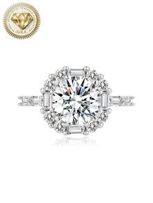1pc Women's Engagement Ring, Starburst Crystal Flower Round Diamond Ring, 2.8g 925 Sterling Silver, 2 Carat Moissanite, Bohemian Palace Style, Engagement, Proposal, Wedding Anniversary, Valentine's Day Gift, Comes With Moissanite Certificate And Elegant Gift Box - Silver - View 11