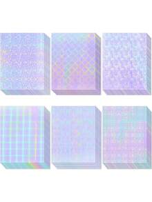 28/36 Sheets Holographic Sticker Paper, Clear Vinyl Laminate Film For Stickers Self-Adhesive, Transparent Overlay Lamination Sticker Paper Waterproof, 6 Patterns-8.5x11 Inch - Multicolor - View 10