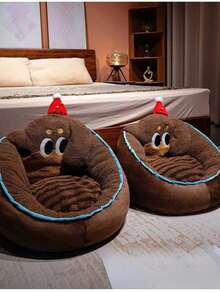 1pc Soft, Warm, Machine Washable, Non-Slip Pet Bed/Dog Bed, High-Quality, Easy To Clean, Practical Design To Solve Issues Of Unwillingness To Sleep And Hard, Unsuitable Material - Coffee Brown - View 6