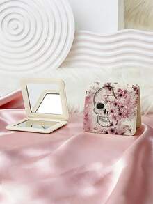 1pc Gothic Style Skull Series Vanity Mirror, Foldable Lightweight Compact Handheld Mirror, Durable PU Leather, Suitable For All Occasions, Portable Pocket Mirror With Classic Skull, Rose, Butterfly, Spider Web, Heart Patterns, 180° Flip Design - Multicolor - View 16