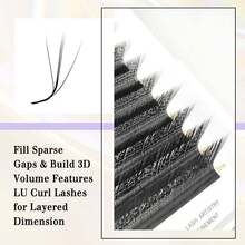 FOXYMEI 1200片 3D W型 3D接睫毛套組，C/D/LC捲度，8-15mm混長，0.07mm厚度，自然捲度，手工假睫毛，適合初學者，專業睫毛沙龍使用 - 黑色 - 查看 5