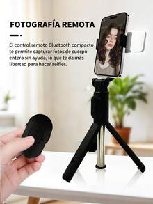 Palo de selfie Bluetooth multifuncional con trípode, 1m Palo de Selfie Inalámbrico LED, Trípode de Rotación 360° Anti-Vibración, Herramienta Fotográfica Portátil Multifuncional, Compatible con Teléfonos iOS y Android, Adecuado para Viajes al Aire Libre, Vacaciones de Verano, Transmisión en Vivo y talla grande - Unitalla - Ver 7