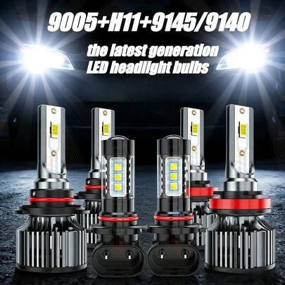 XWQHJW For  CX-9 2007-2012 Combo 6X LED Headlight High Low Beam Fog Light Bulb Kit