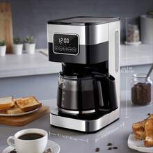 Filter Coffee Maker Touch Screen Drip Coffee Machine With Adjustable Brew Strength, 24 Hours Timer, And 1.2L Thermal Carafe For 10 Cups, Easy To Clean Filter - 銀色 - 查看 5