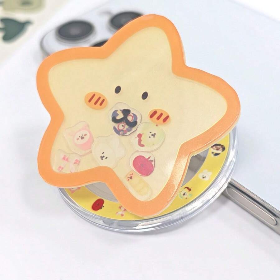 Cute Five-Pointed Star Dog Expression Phone Holder - Magnetic, Retractable Airbag Design - Desktop Phone Stand - Simple, Cute, And Portable. - Five-pointed Star Rocking Horse - View 1