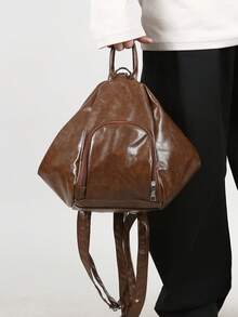 Men's Retro Large Capacity Backpack/Shoulder Bag/Crossbody Bag, Multi-Functional Design Suitable For Commuting, Travel, Shopping, Party, Gift For Boyfriend, Fashionable And Versatile - Brown - View 3