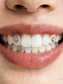 3pcs Metal Ultra-Thin Tooth Grills , , Hollow Thin Sheets Cross-Shaped Tooth Jewelry