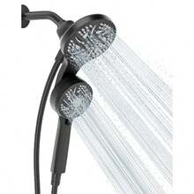 High Prure 3-Way Shower Head Combo Hand Held Shower And Rain Shower Separately Or Together Dual 2 In 1 Showerhead With Stainl Steel Hose - Black - hiện đại - Xem 8