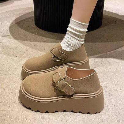 Zapatos de tacón con cuña y suela gruesa para mujer