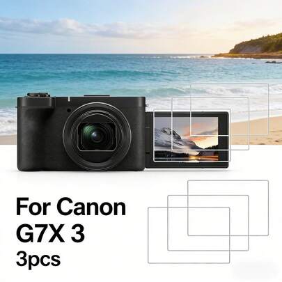 3 יחידות מגן מסך זכוכית מחוסמת דקה במיוחד בעובי 0.3 מ"מ בקשיות 9H למצלמה של קנון G7X3, נגד שריטות, נגד טביעות אצבעות, לא עמיד למים