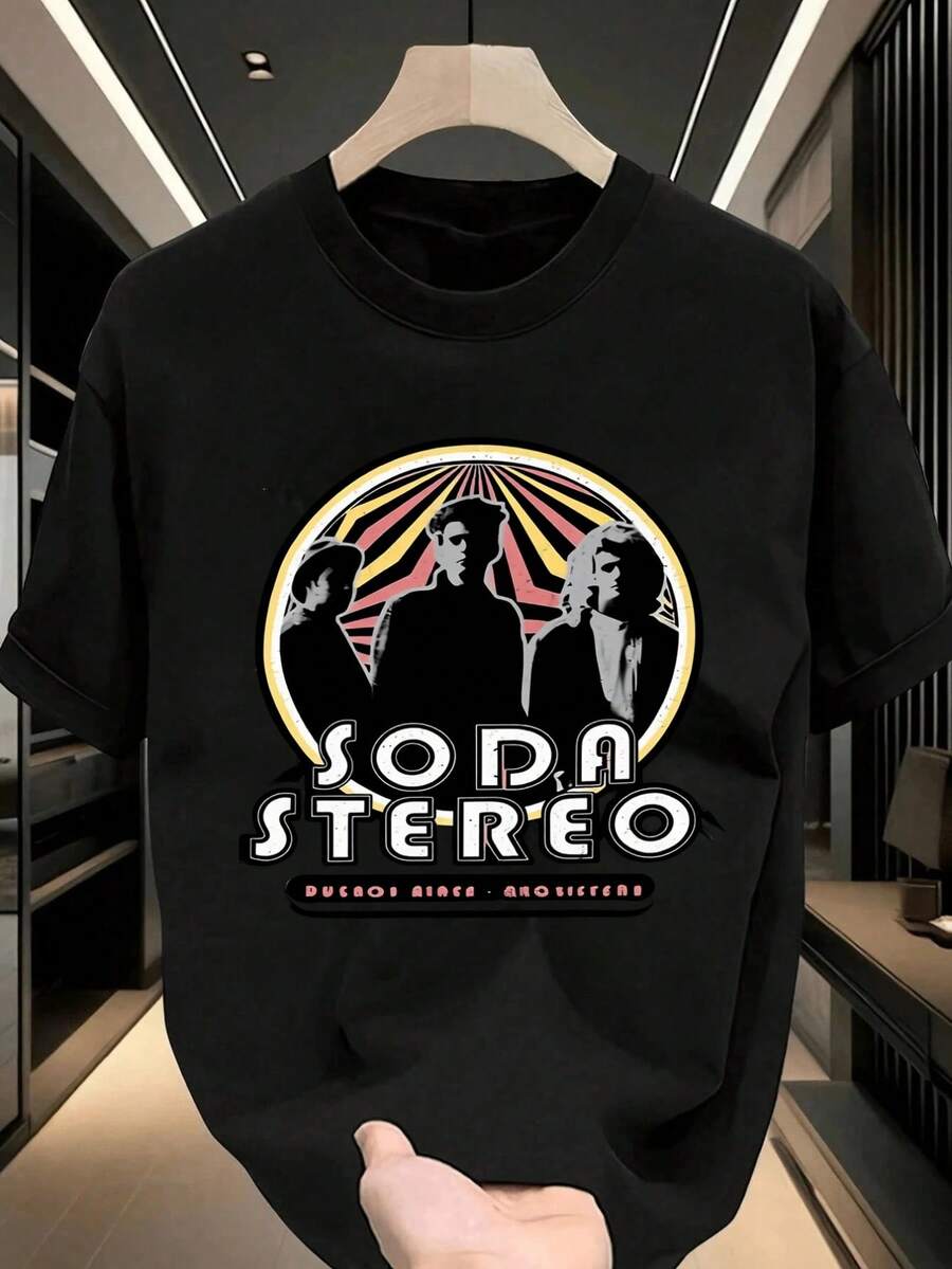 Camiseta Hombre, Soda Stereo, rock latino, retro, , conciertos, musical, casual,playera de hombre,ropa de hombre,playeras,parejas,envio nacional,regalo para hombre,oversize hombre. - Negro - Ver 1