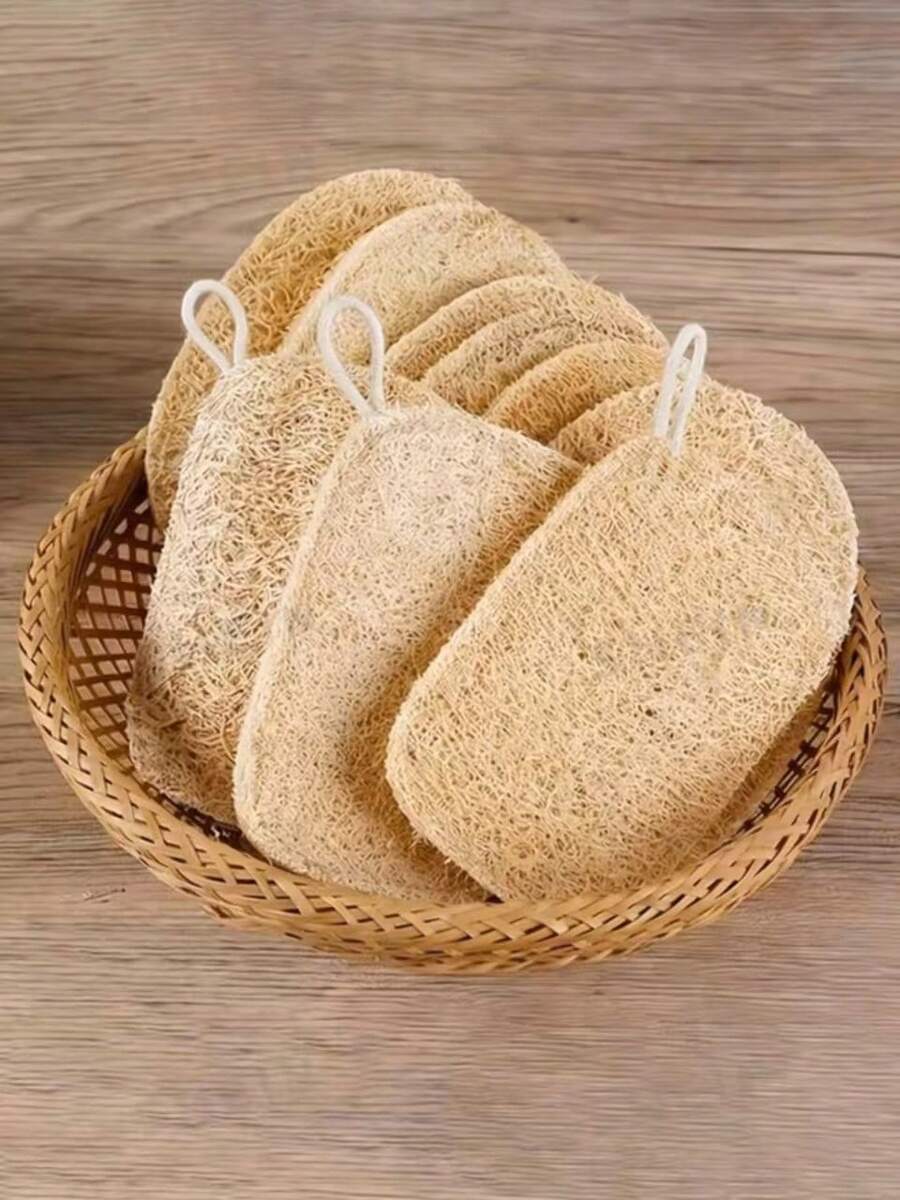 1-10pcs Natural Silk Melon Skin Exfoliating Body Scrub - Gentle Bath Sponge, Unisex, Suitable For Daily Use Or Kitchen Cleaning