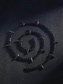 Men's Rhinestone Spiked Necklace, Diamond Tennis Chain, Cool Rapper Anime Hippie Claw Necklace, Halloween Costume Wakanda King Jewelry Gift