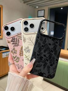 3 件套简约花卉蝴蝶图案手机壳，黑色、米色、粉色，奢华仿皮材质，兼容 和 Galaxy - 彩色 - 查看 2